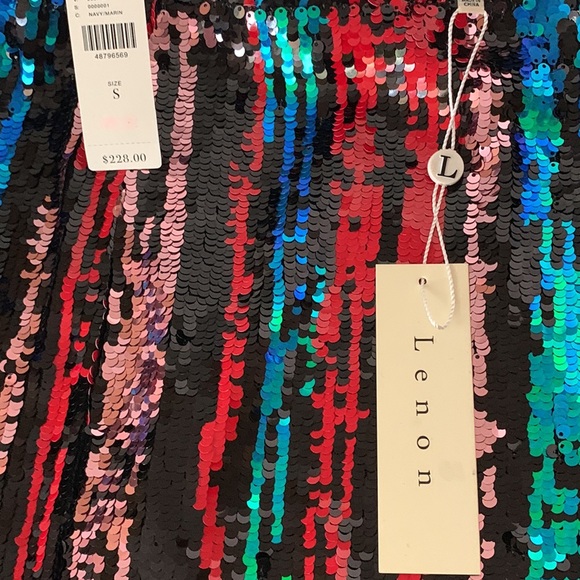Anthropologie Lenon sequin skirt ⬇️💲bold  colors red blue/turquoise/black, S - Picture 6 of 10